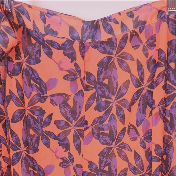 Pretty Little Thing Plus Orange Print Beach Flares Size 22 NWT Beach Tropical - Picture 4 of 11